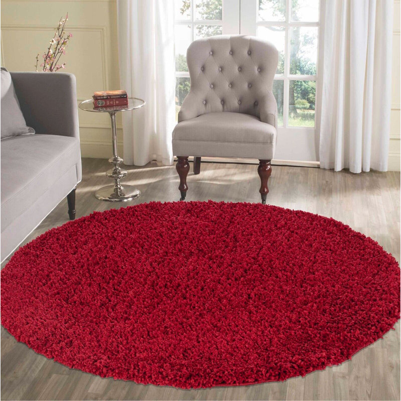 Kailum Solid Colour Shag Area Rug, Round 120cm