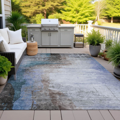 Machine Washable Indoor/Outdoor Xhevrie Brown Rug