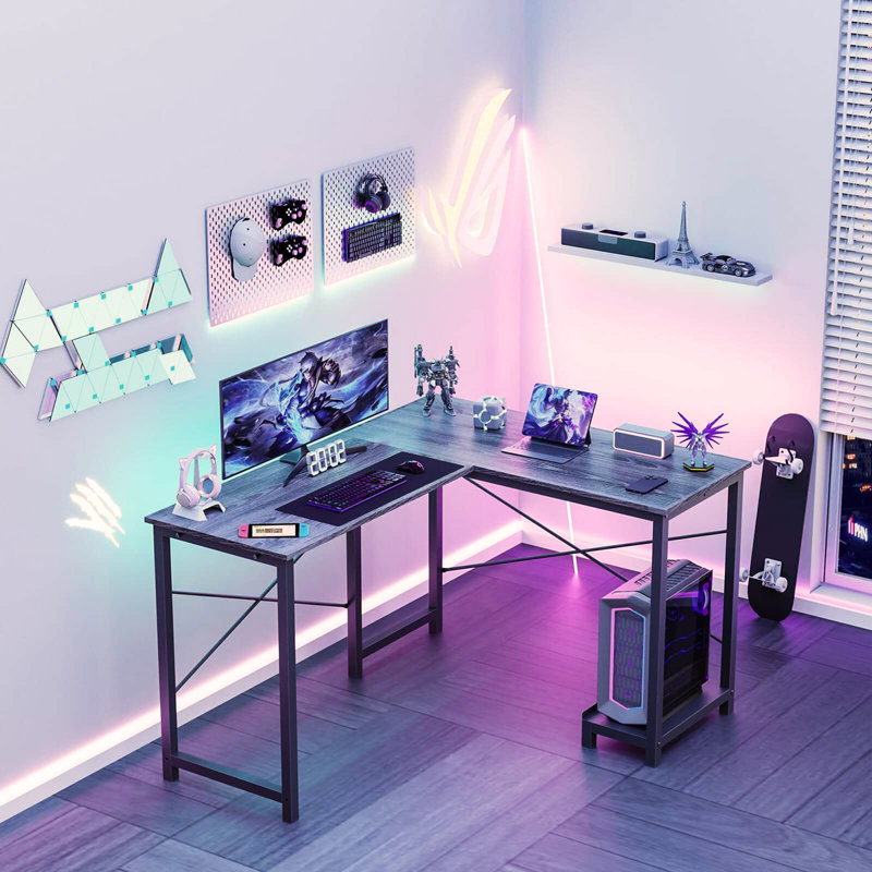 Bureau de jeu en L, Gris