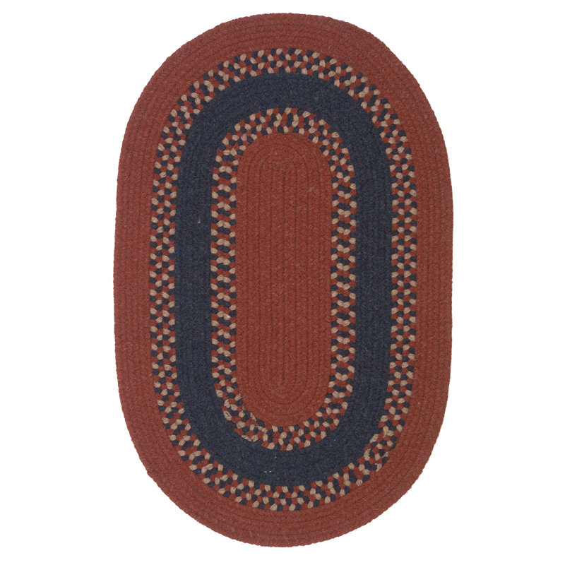 Schoenrock Braided Red/Blue Rug, Oval 2' x 4'