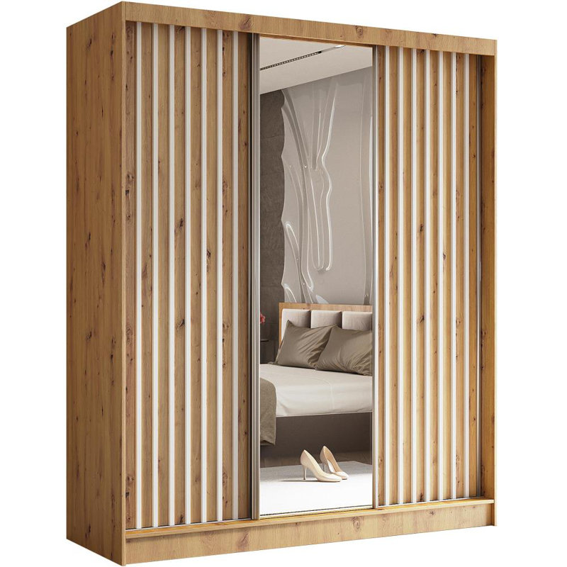 Brisen 3 Door Sliding Wardrobe, Light Brown