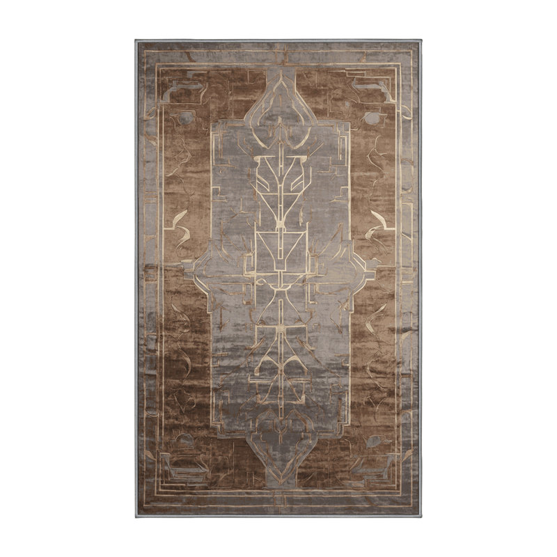Machine Washable Gray Area Rug, Rectangle 3' x 5'