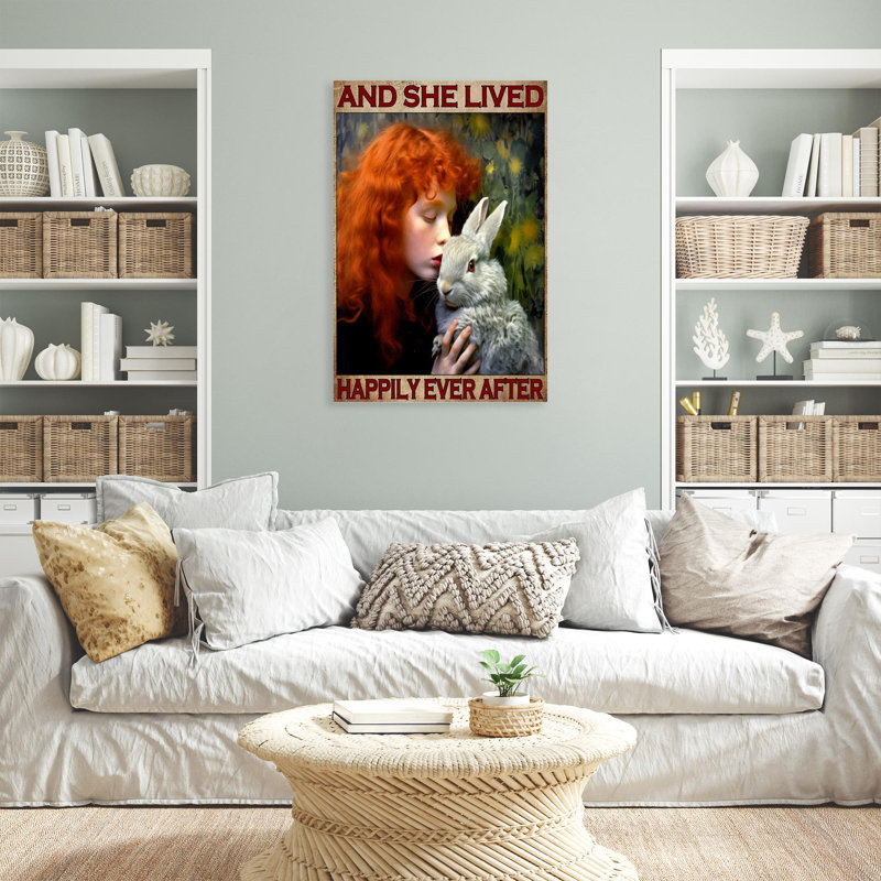 «Rabbit And She Lived Happily», reproduction d'art graphique sur toile tendue, H 20 po x l 16 po x P 1,25 po