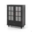 Buffet minimaliste noir avec portes à double vitrage et tiroir, armoire de rangement moderne en bois pour le salon, le vestibule et le vestibule (noir)