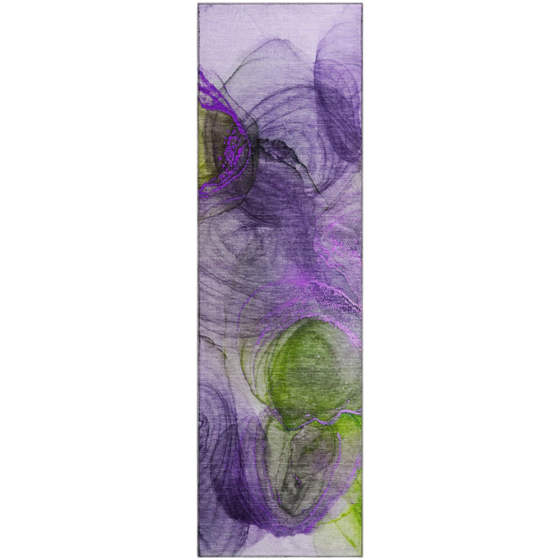 Premium Machine Washable Cerrito AMF513 Purple Rug, Runner 2'3" x 7'6"
