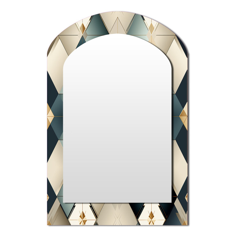Harmonie cubique en marbre bleu sarcelle et gris - miroir mural asymétrique géométrique unique, 43 po x 33 po