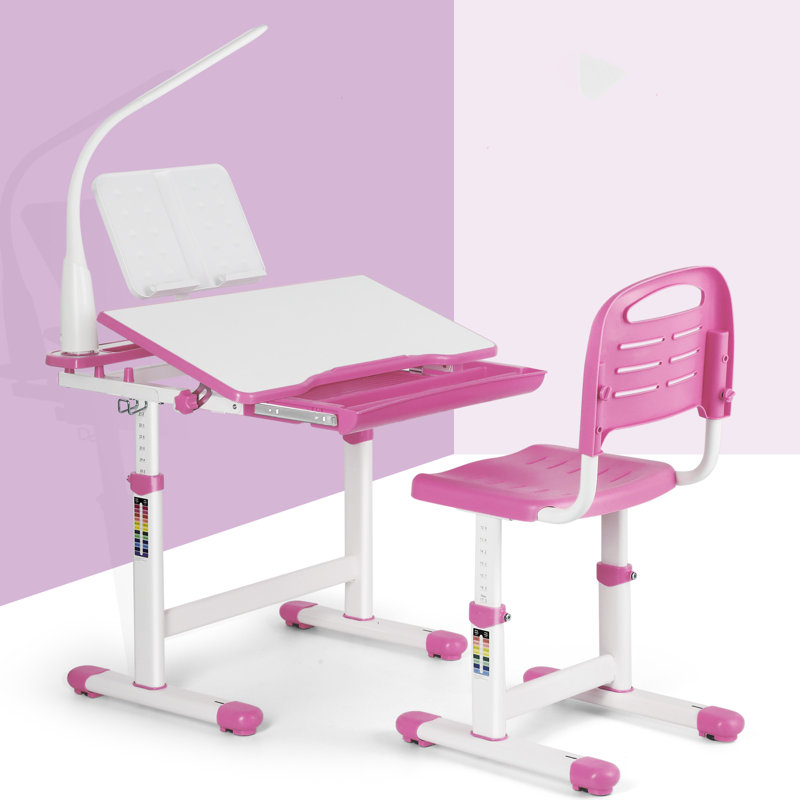 Ensemble de bureau d'écriture avec chaise Trona, Rose