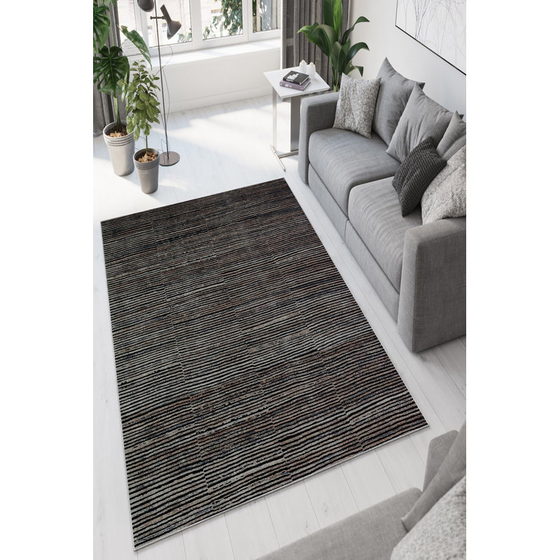 Élégant tapis gris foncé (31,5 x 47,2 pouces), 100% polyester, 650 g / m² | Revers en PVC antidérapant, antibactérien et écologique | Lavable à la machine, parfait pour la décoration intérieure et les endroits très passants