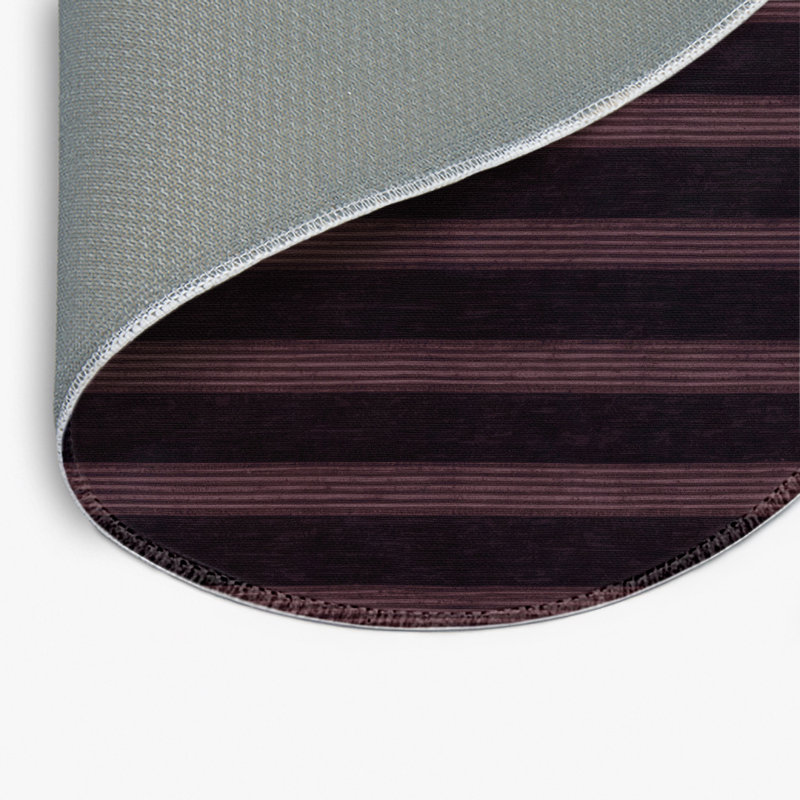 HorizontalStripes Black Indoor and Outdoor Area Rug, Round 5'