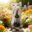 Statue de jardin pour chat 10 pouces avec lanterne solaire, statue solaire, décoration en résine pour patio, pelouse et espaces extérieurs