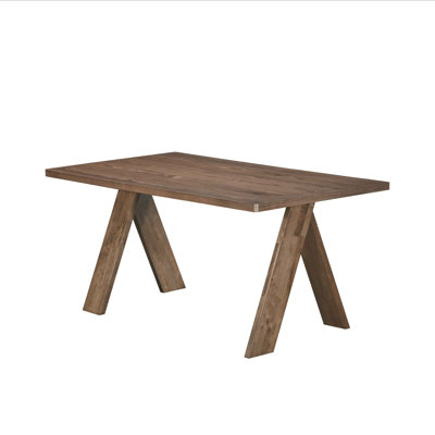 armhouse Rectangular Dining Table for 6 People, Modern Mid-Century Walnut Kitchen Dinner Tables Furniture