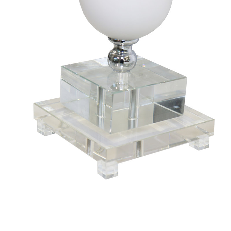Frosted Glass & Lucite Pedestal Table Lamp – Clean, Chic, Effortlessly Modern