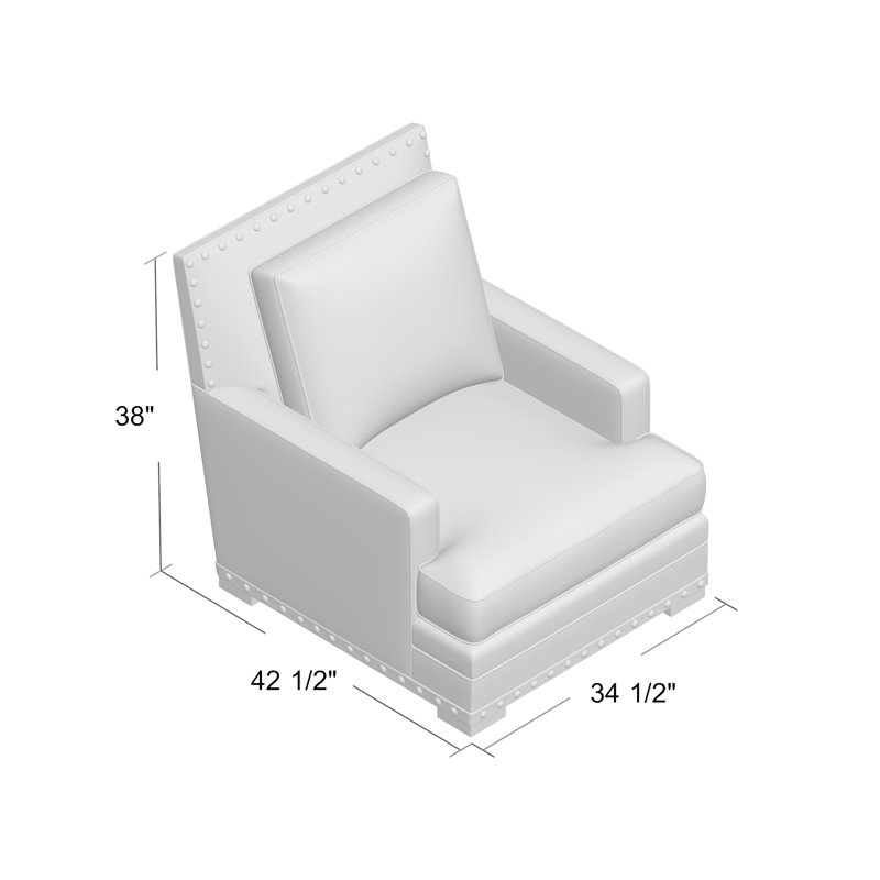 Cantor 34.5" W Sunbrella® Down Cushion Armchair, Cream Linen 1429-002, Portobello