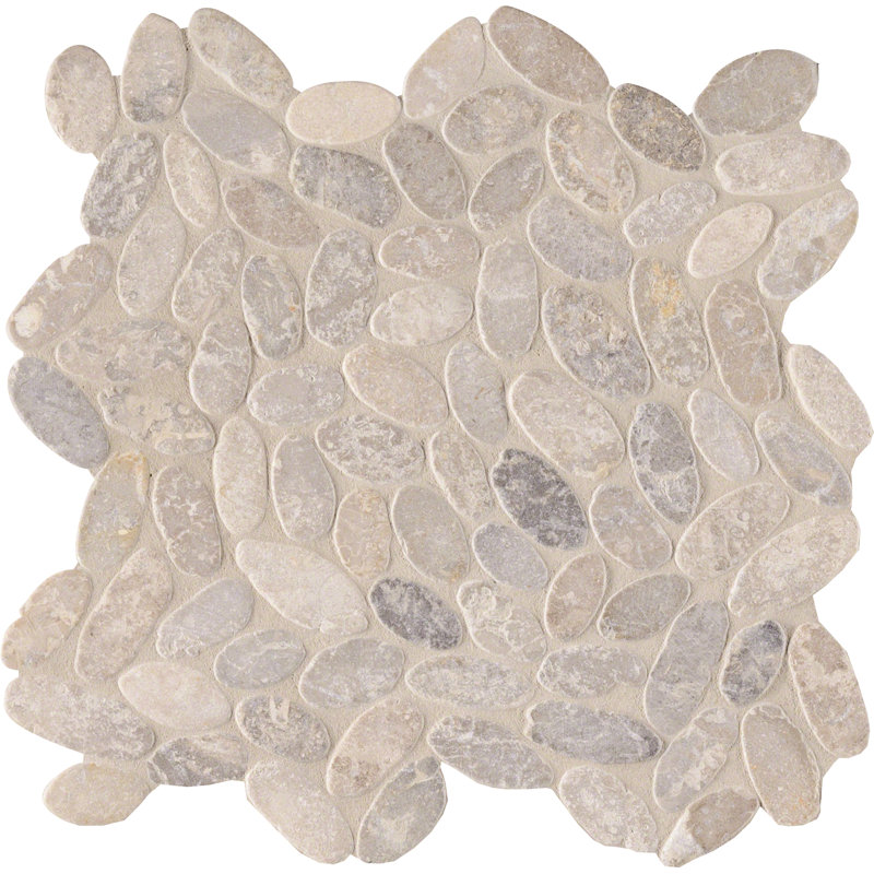 Marvella Pebble 12 in. x 12 in. Natural stone Mosaic Floor and Wall Tile, Timber Cut