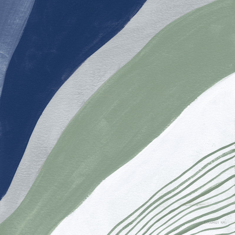 «Blue Green Abstract IV» par Danhui Nai, reproduction d'art sur toile tendue, H 20 po x l 20 po