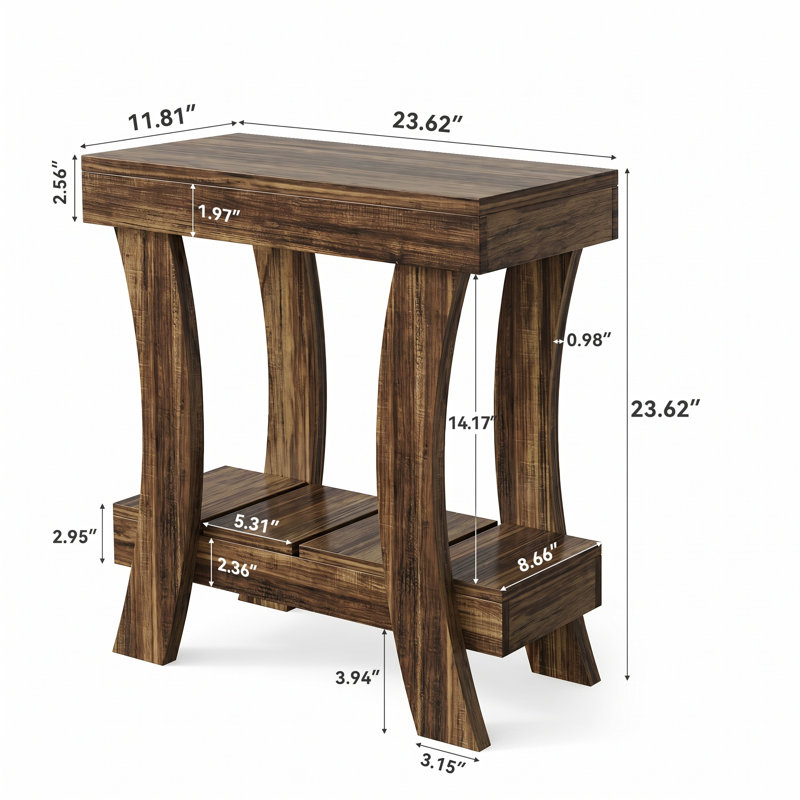 Pedestal End Table, Dark Brown
