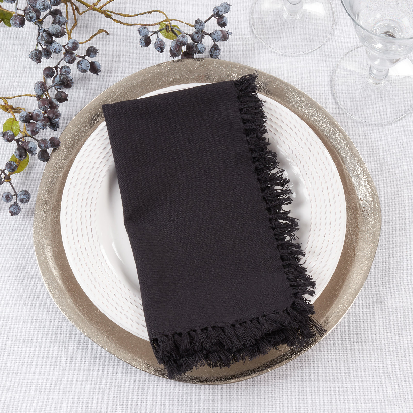 Sabrina Design 20" Cotton Napkin, Black