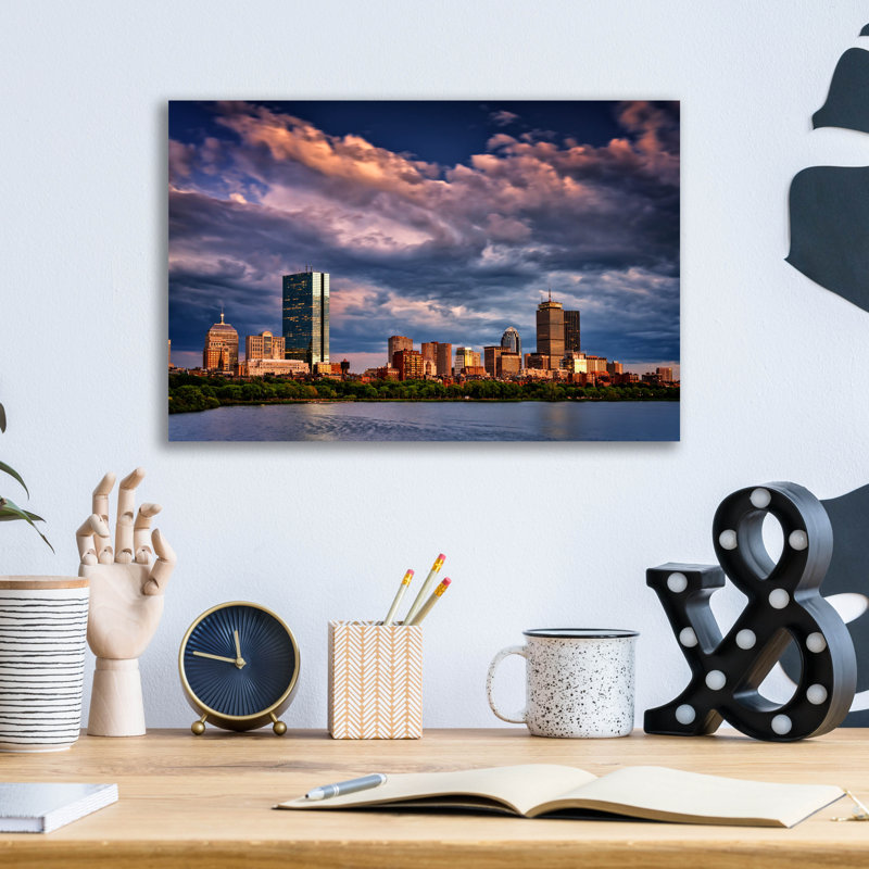 «Boston at Dusk» par Rick Berk, art mural en verre acrylique, H 12 po x l 16 po x P 0,13 po