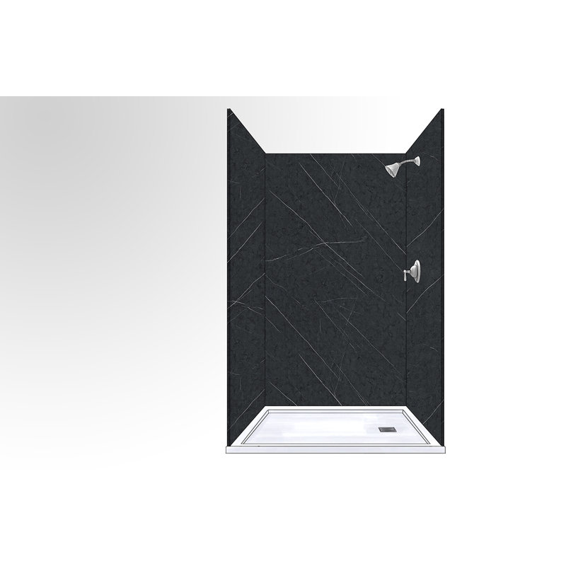 Polymarm 48" W 80" H 36" D Three Wall Composite Shower Wall Panel Surround, Nocturn