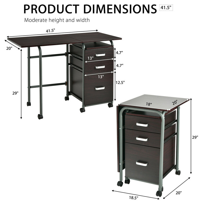 Metal Base Computer Desk, Brown/Silver