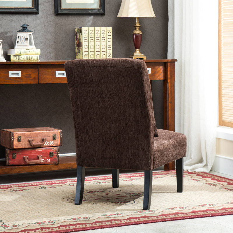 Fauteuil d'appoint sans accoudoirs avec coussin Pisano, Chenille chocolat