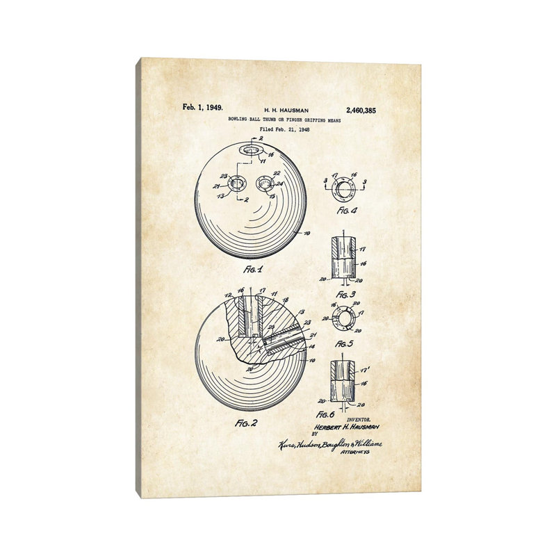 «Bowling Ball» par vern77 - reproduction de dessin sur toile tendue, H 12 po x l 8 po x P 0,75 po
