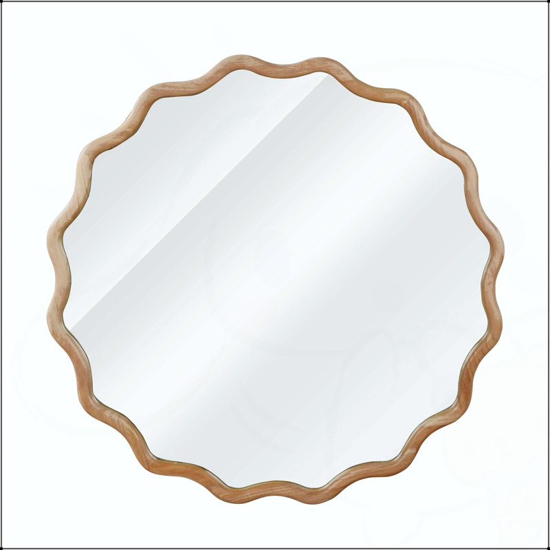 Miroir décoratif 30 pouces, Brun jaune, Rond, 30 po x 30 po