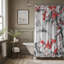 Rideau de douche 1 pièce Red Floral Japanese Designs-874792480