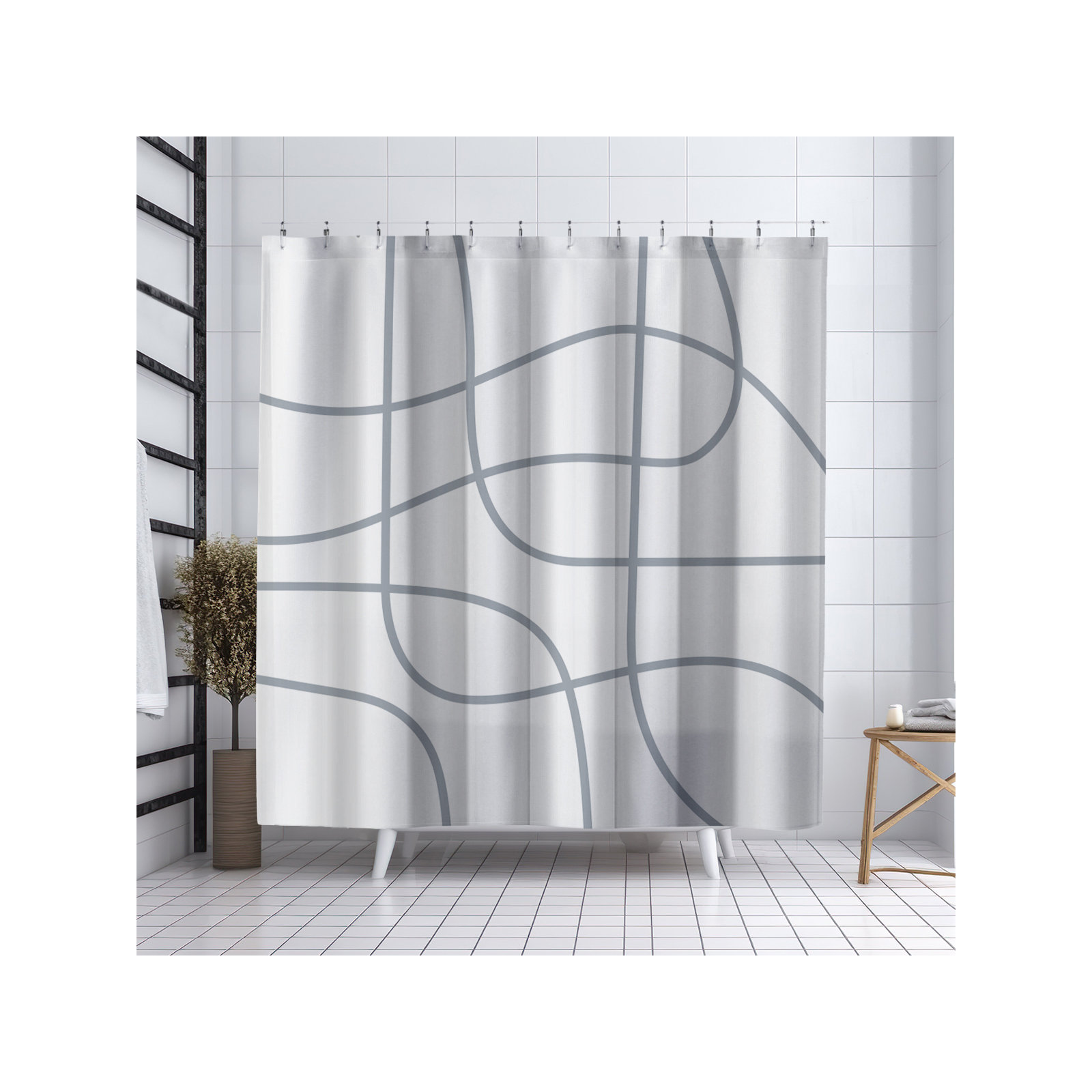 Coco Polyester Shower Curtain, Gray