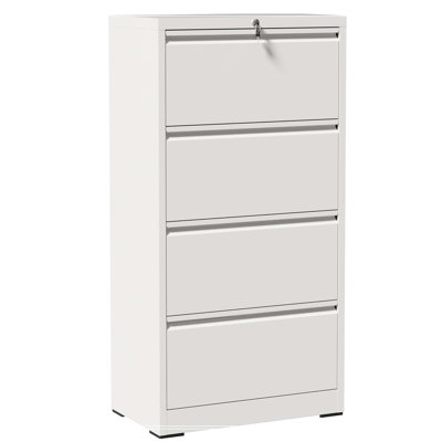 4 Drawer Lateral File Cabinet with Lock, Metal Lateral Filing Cabinet for Home Office, Steel Wide Horizontal Filing Cabinets for Letter/Legal/A4/F4 Hanging Files (White)