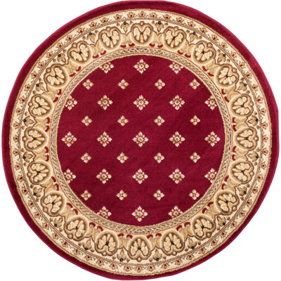 Tapis à bordure géométrique vin / beige / brun Denzel