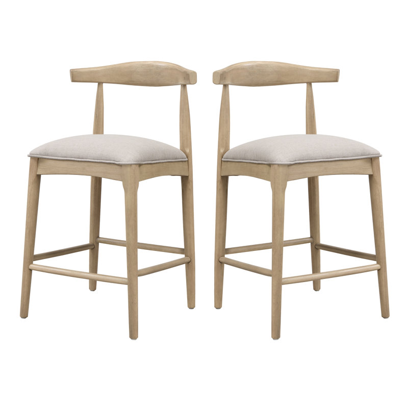 Tabourets rembourrés Eameson, Tabouret de comptoir (siège d'une hauteur de 26,5, Siège en galet / structure en frêne clair