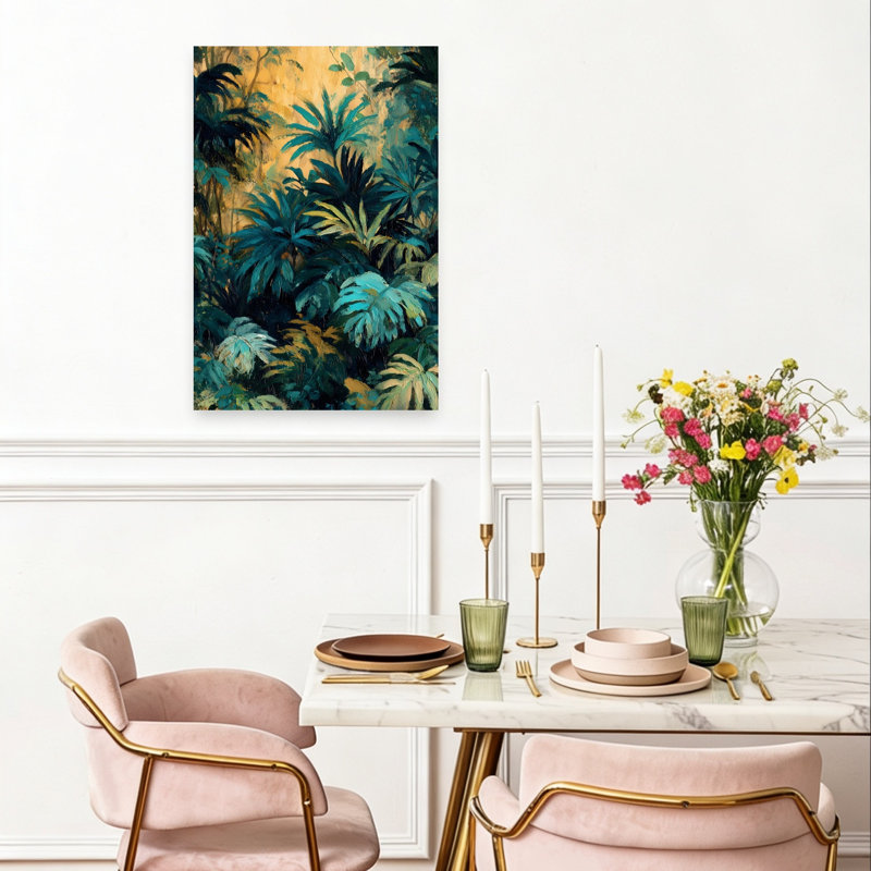 «Dark Tropical Leaves V», reproduction d'art mural abstrait contemporain, 24" H x 16" W