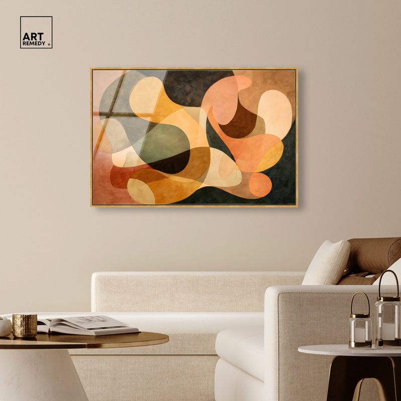 «Tan Curves I», reproduction d'art acrylique encadrée par Art Remedy, cadre doré, 54 x 36, 37"H x 55"W, Gold Frame
