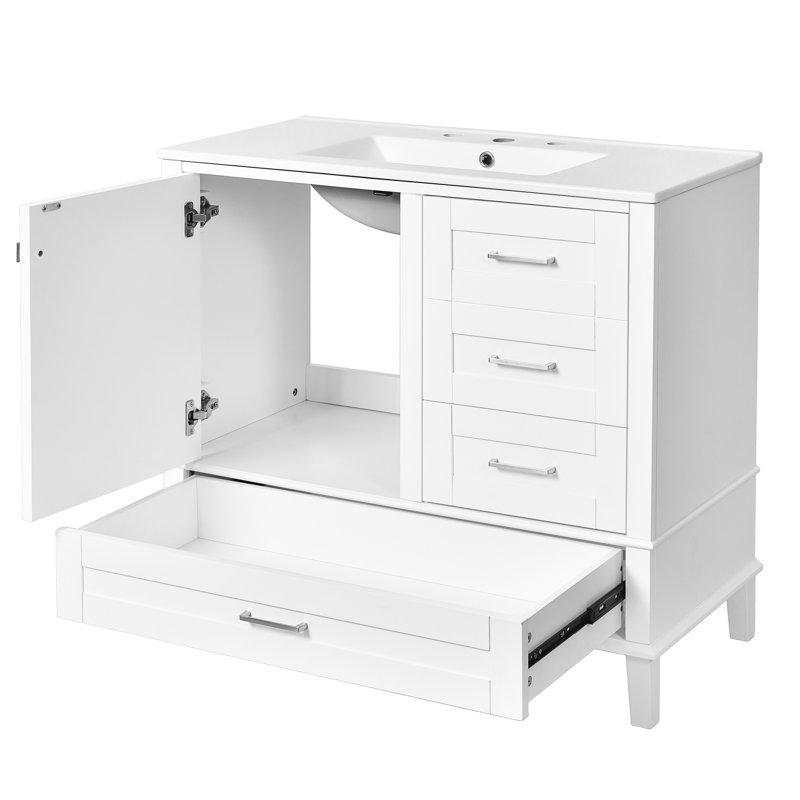 Meuble-lavabo moderne blanc avec lavabo en céramique