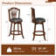 Ensemble de 4 tabourets de bar pivotants à hauteur de comptoir de 25 po avec dossiers, structure en bois brun-92886685-92886686