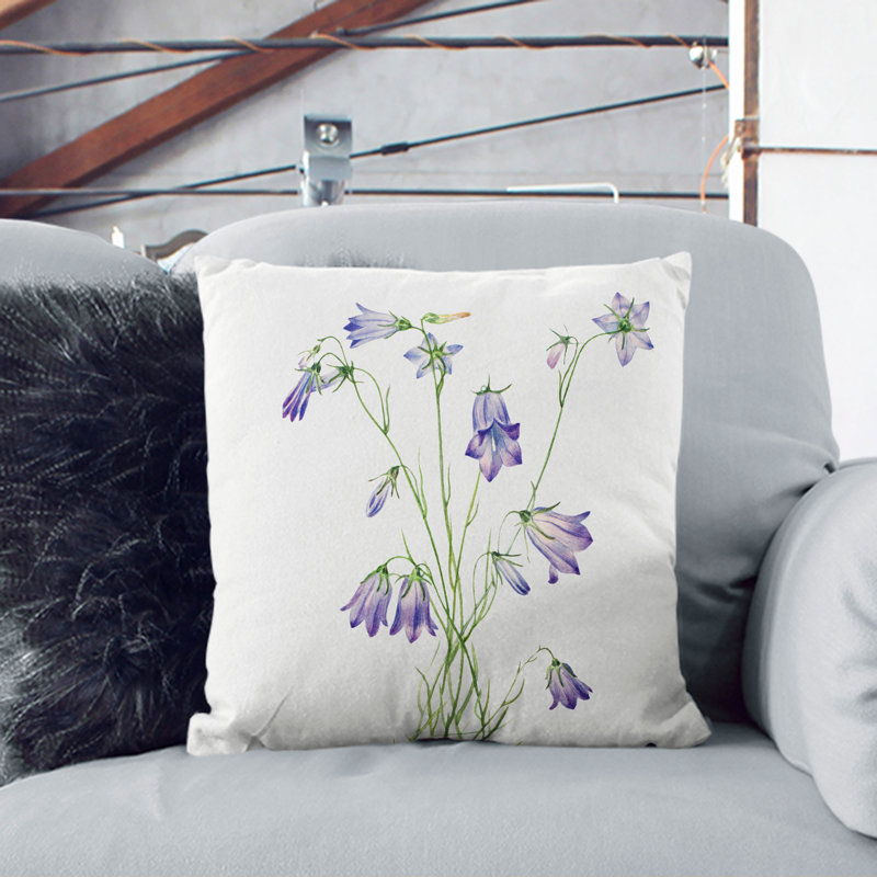 Harebell Square Throw Cushion, White, 40cm H x 40cm W x 15cm D
