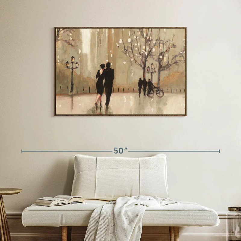 An Evening Out Neutral I, Floating Frame Walnut, 40" X 27"