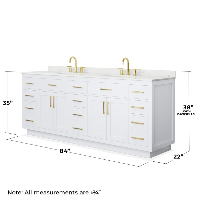 Beckett TK 84'' W Vanity, 8" Center, Brushed Nickel, Giotto Quartz