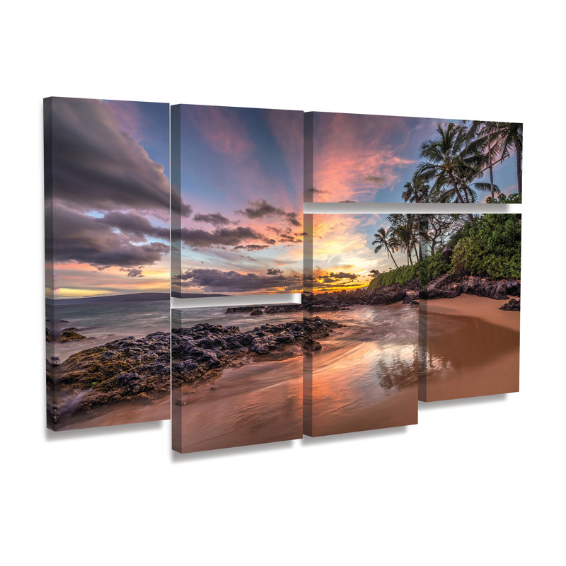 « hawaii coucher wonder », reproduction de photo à multiples images sur toile tendue