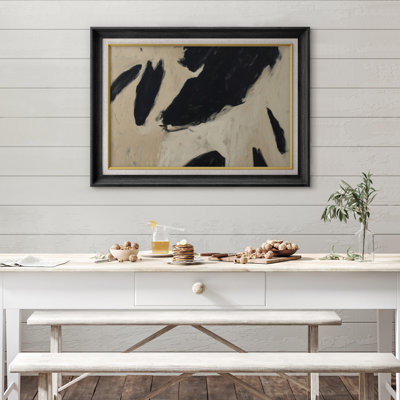 «Black and Beige Abstract Art», reproduction d'art sur papier encadrée