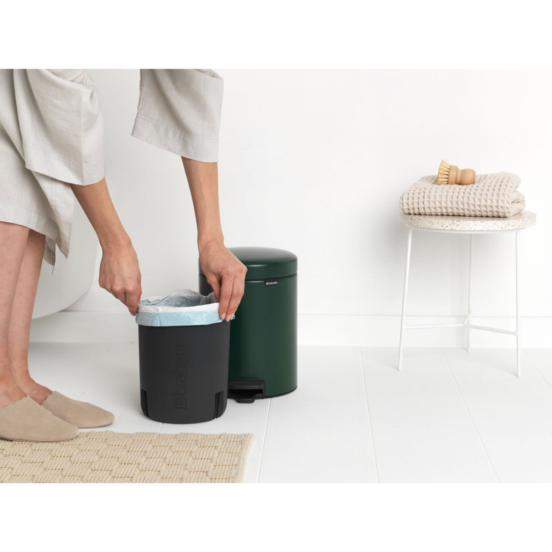 NewIcon Pedal Step On Trash Can, 5 L, Green