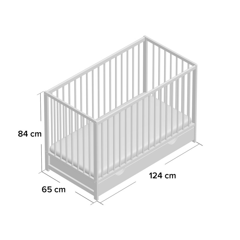 Tilomar Cot Bed, Grey