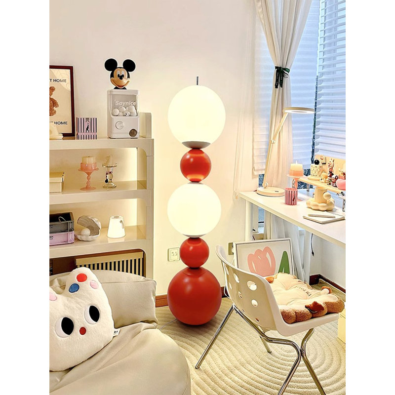 Nordic-Style Wrought Iron and Acrylic Floor Lamp, Red
