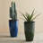 Set Of 2 Oversized Gradient Green Faux Ceramic  Tall Plastic Planter-1155637905-1155637908