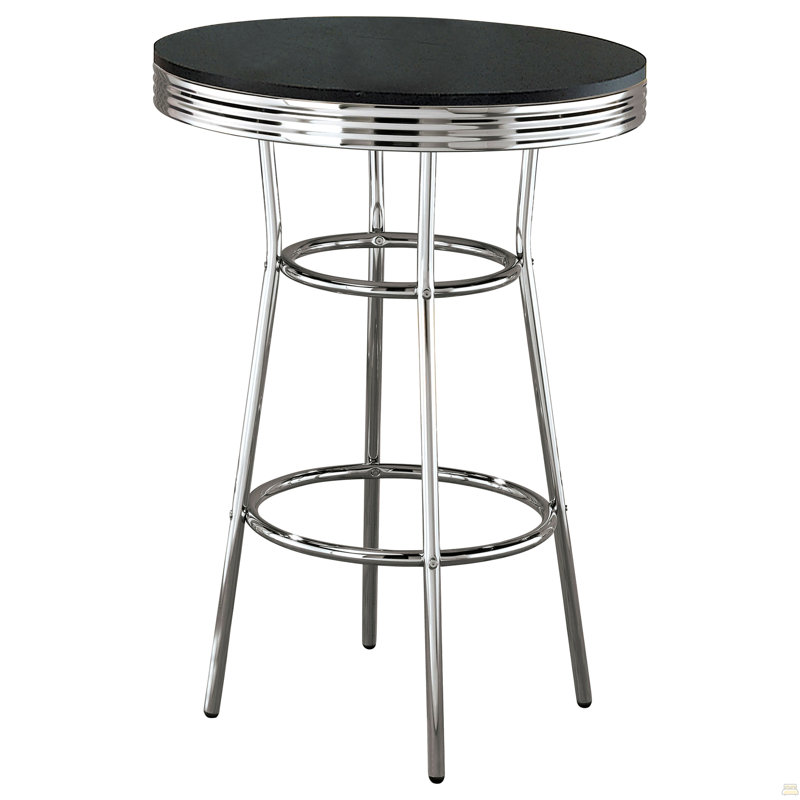 Table de bar ronde noire et chromée, Black