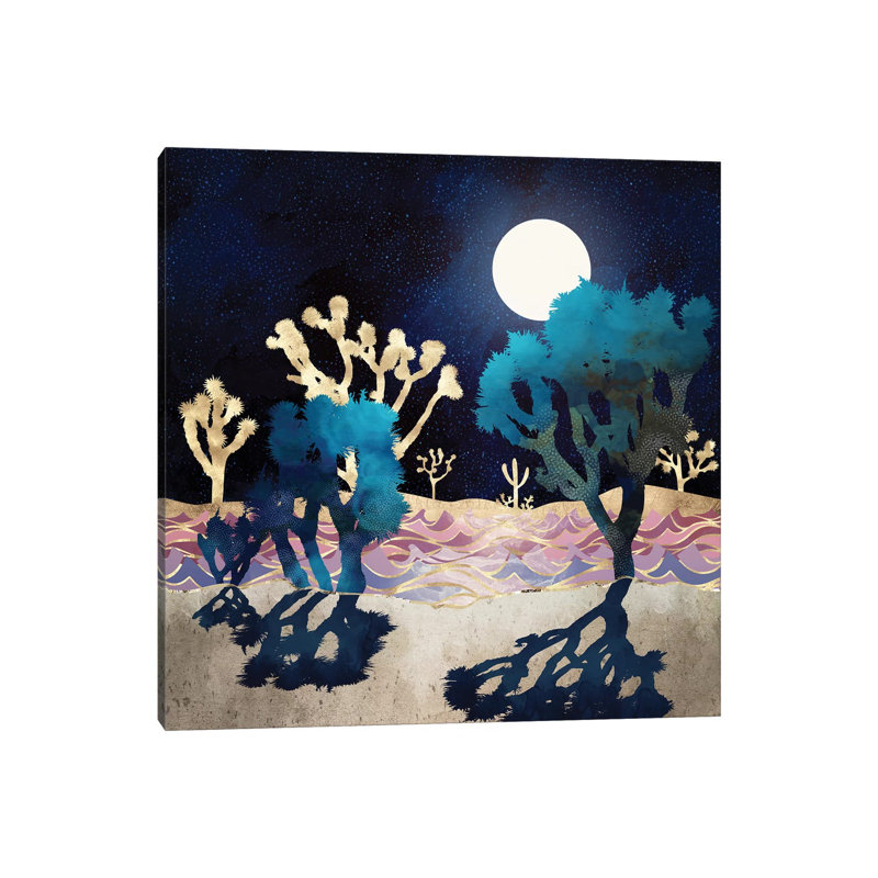 Desert Lake Moonlight - impression d'art graphique, 37" H x 37" W x 1.5" D, Aucun mat, Toile tendue