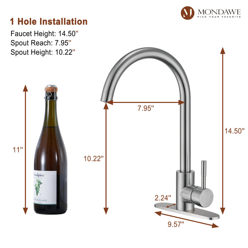 Stainless Steel Single Handle High-Arc Kitchen Faucet, Brush Nickel