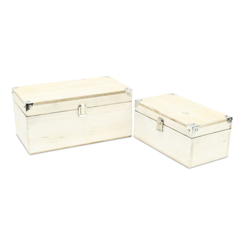 Ensemble de 2 boîtes décoratives, Blanc