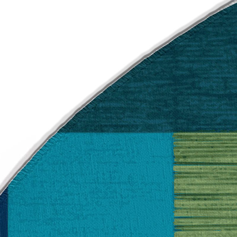 Tapis d'intérieur et d'extérieur à carreaux bleu, Rond 5 pi